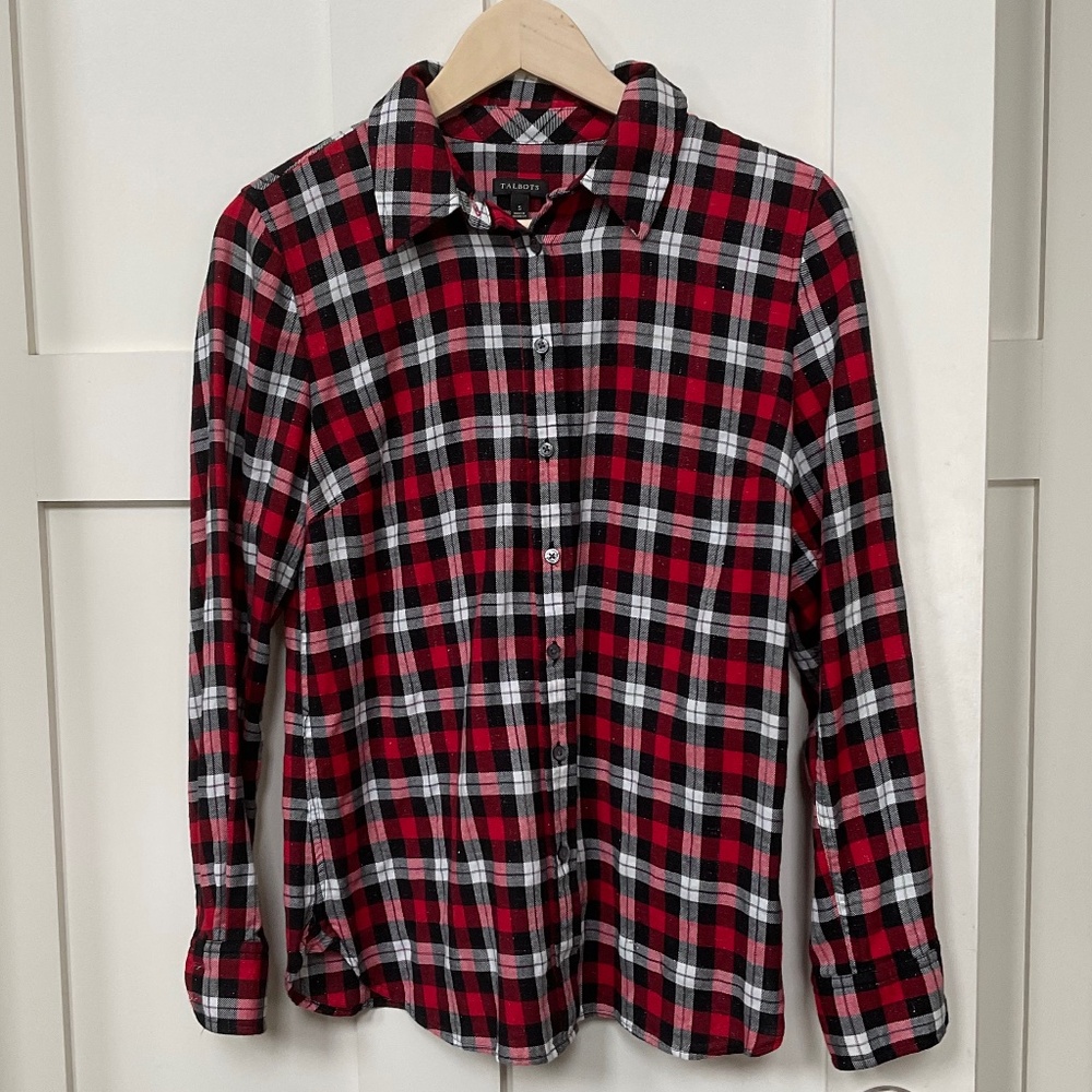TALBOTS flannel shirt with metallic detail, size SMALL